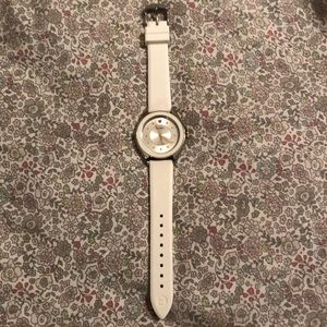 Michele Cape Watch, white with silver accents